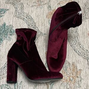 Steve Madden Velvet Heeled Boots - Deep Burgundy